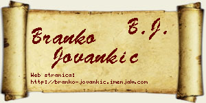 Branko Jovankić vizit kartica